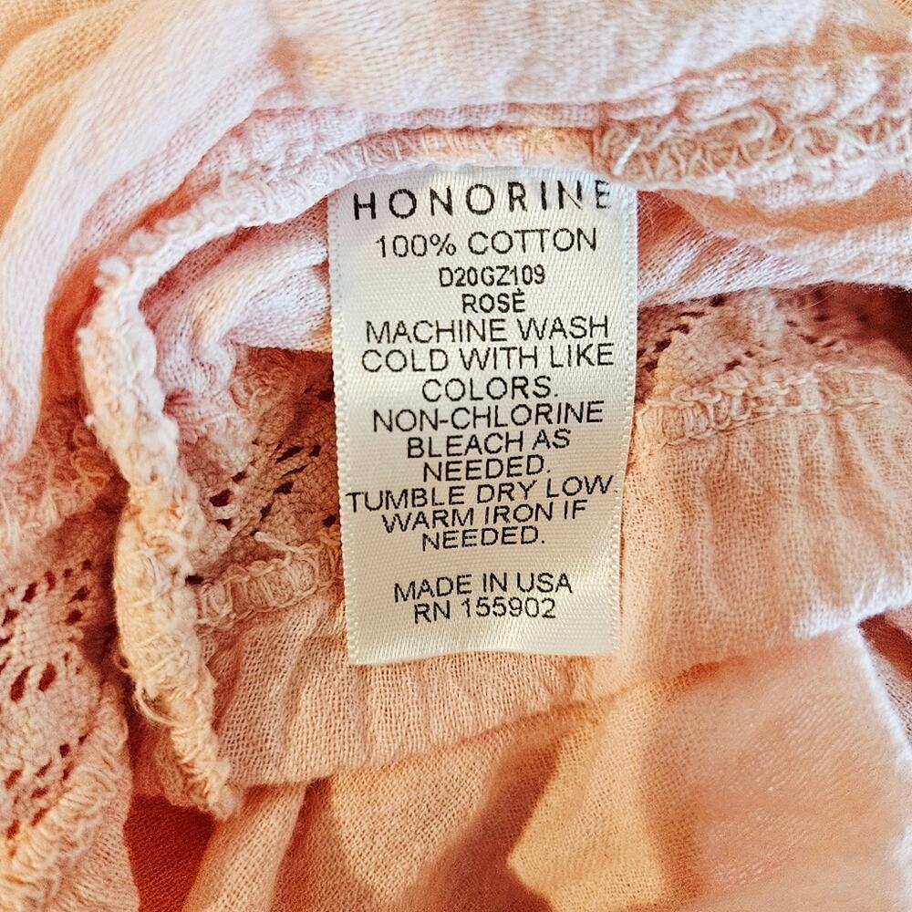 Honorine Pink Tiered Mini Dress Cotton Crochet Lace V Neck Strappy S - Picture 6 of 6